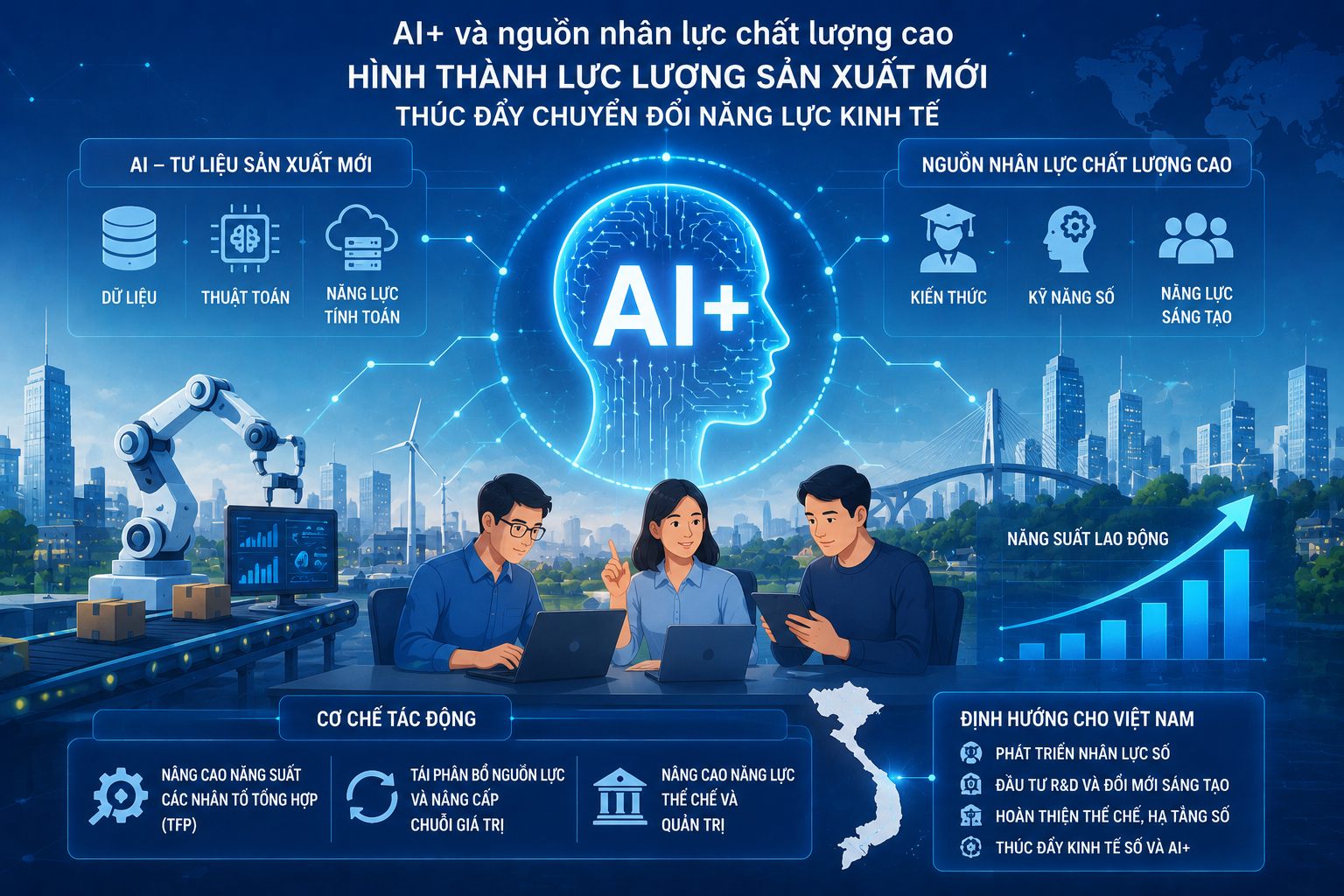 AI+ và nguồn nhân lực chất lượng cao: Động lực hình thành lực lượng sản xuất mới trong nền kinh tế số